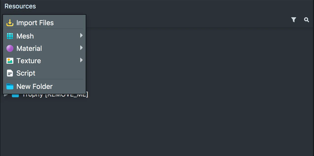Add New Menu (Resources Panel)